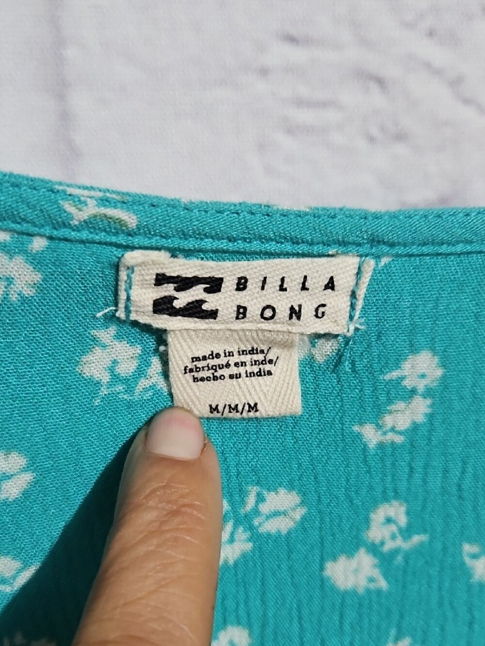 Billabong Teal Floral Wrap Dress with Ruffle Trim - Picture 2 of 7